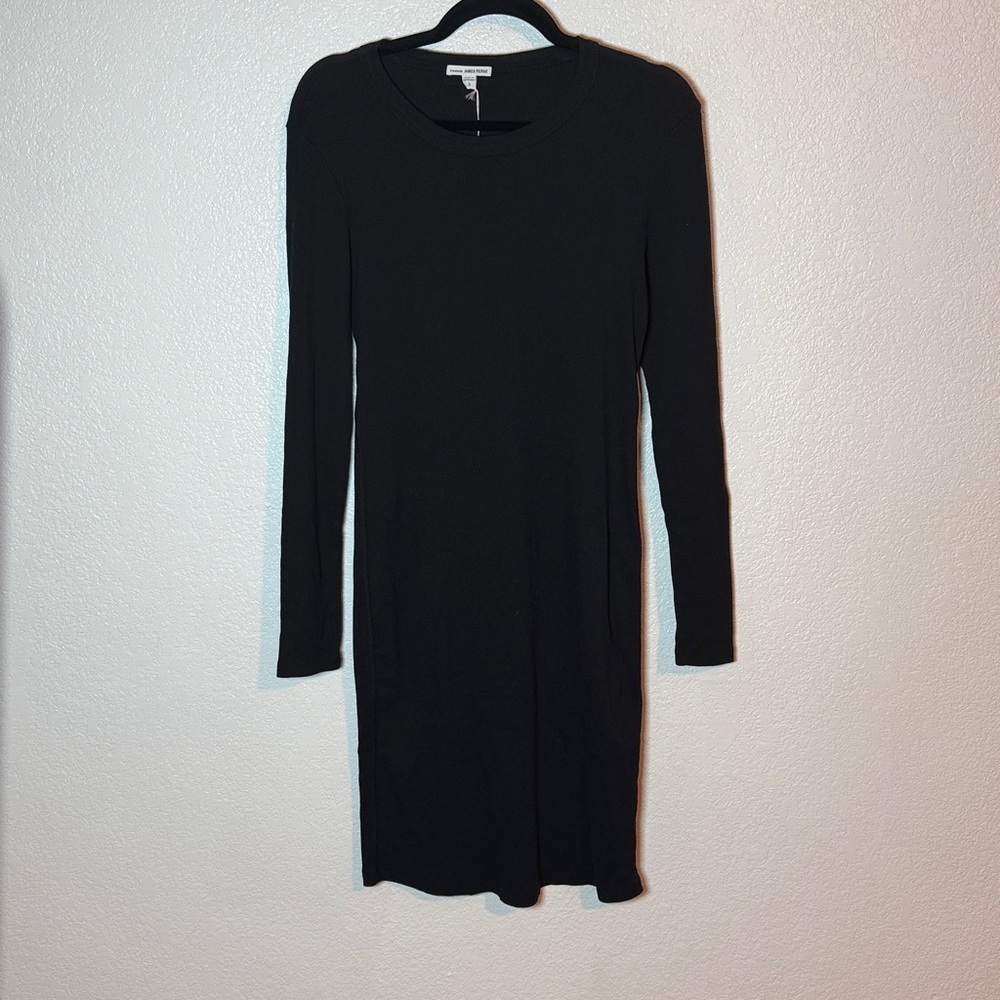 Standard James Perse Black Ribbed Knee Length Dress Size 3(Large) NWT Minimalist - Picture 2 of 6